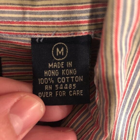 𝅺american Eagle Men's Long Sleeve Button Down Shirt Red, Green Blue Stripe M - Picture 6 of 10